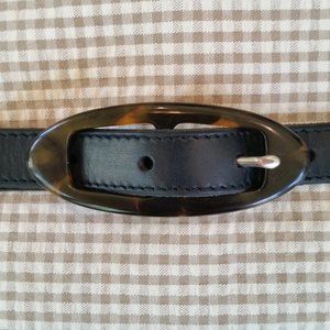 BANANA REPUBLIC SIZE M ITALIAN LEATHER MADE IN USA BELT TORTOISE SHELL BUCKLE